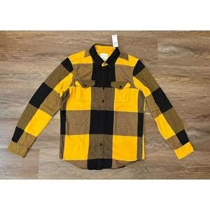 American Eagle Men's Flannel Size Medium‎ Black & Yellow NWT